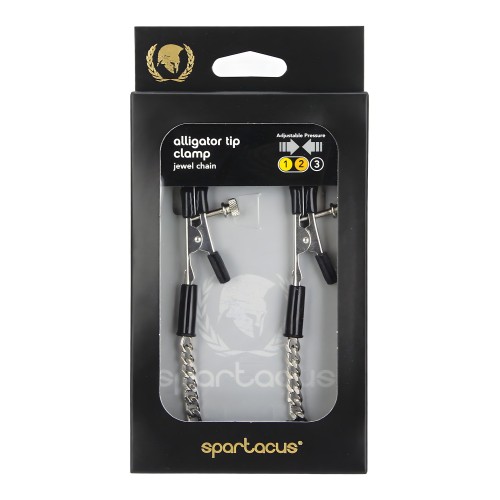 Pinzas Ajustables para Pezones Spartacus con Cadena Plateada