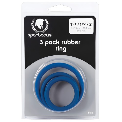 Spartacus Rubber Cock Ring Set- Blue Pack of 3