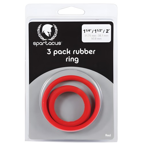Spartacus Rubber Cock Ring Set - Red Pack of 3