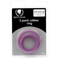 Spartacus Rubber Cock Ring Set - Purple Pack of 3