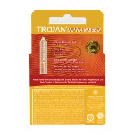 Condones Ultra Ribbed Trojan - Caja de 3