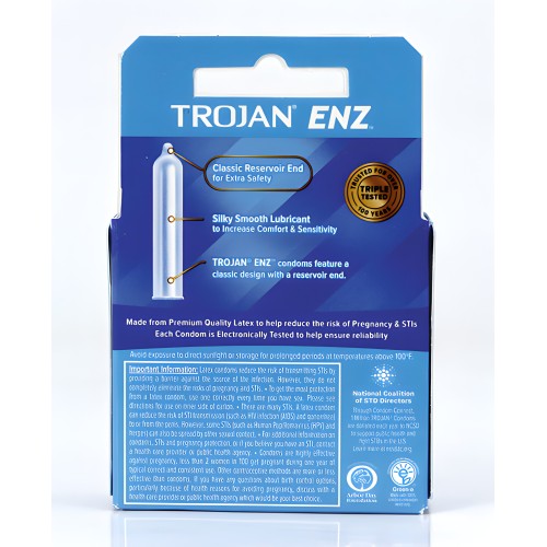 Condones Trojan Enz Lubricados - Caja de 3
