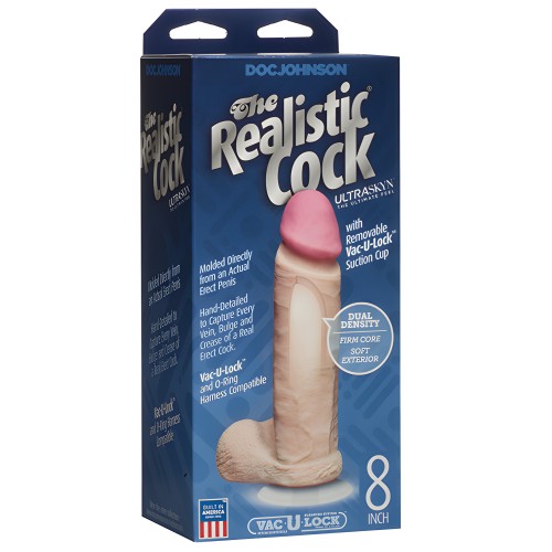 Realistic 8" ULTRASKYN Cock w/Balls - White