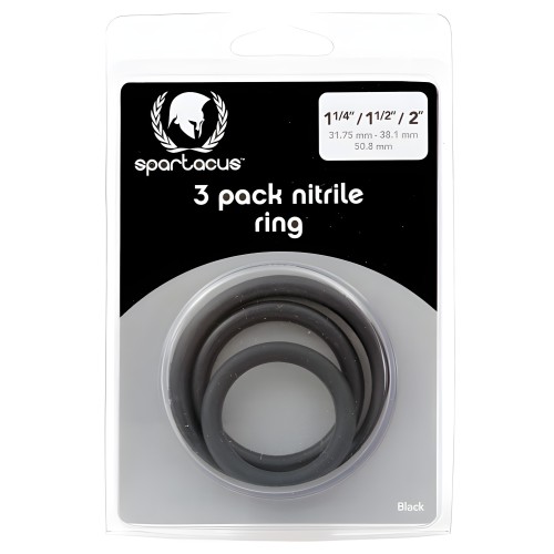 Spartacus Nitrile Cock Ring Set - Black