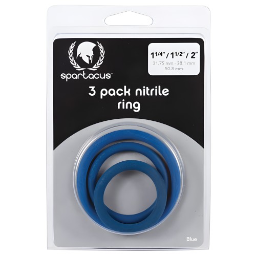 Set de Anillos para Pene Nitrilo Spartacus - Azul