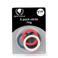 Spartacus 1.25" Nitrile Cock Ring Set - Asst. Colors Pack of 5