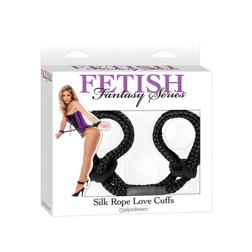 Fetish Fantasy Series Silk Rope Love Cuffs - Black