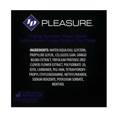 ID Pleasure Waterbased Tingling Lubricant - 1 oz Pocket Bottle | Enhanced Sensation