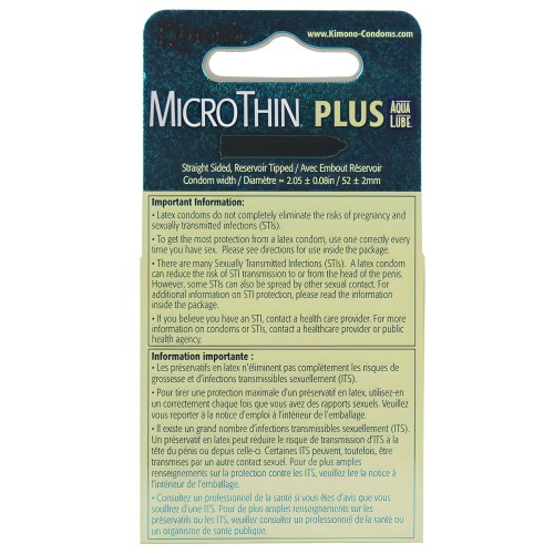 Kimono Micro Thin Aqua Lube Condoms - Box of 3