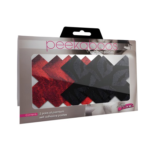 Besos Robados Xs Paquete de 2 Rojo & Negro - Pasties Premium
