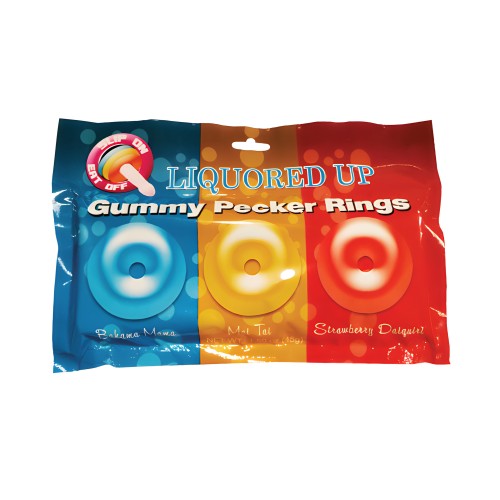 Anillos Gummy Pecker Liquored Up Paquete de 3