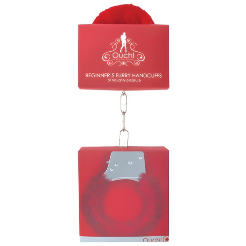 Shots Ouch Beginner's Handcuffs Furry - Red