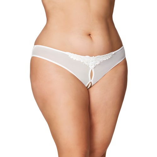 Tanga Crotchless con Perlas - Blanco