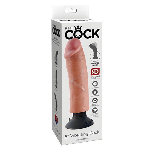 King Cock 8" Vibrating Cock - Flesh
