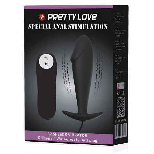 Plug Anal con Forma de Pene Vibrante Pretty Love - Negro