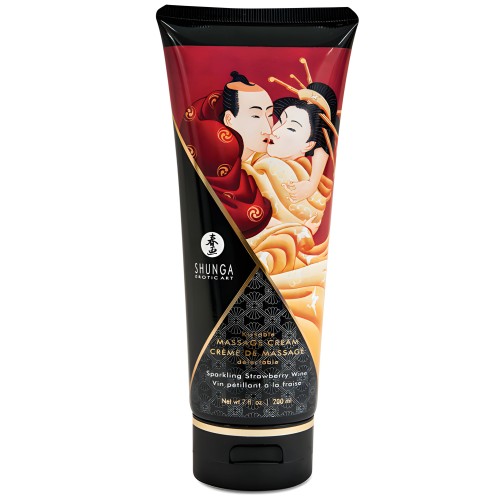 Shunga Kissable Massage Cream - 7 oz Sparkling Strawberry Wine