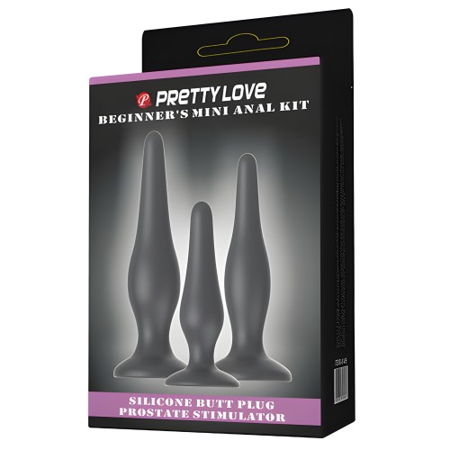 Pretty Love Beginner's Mini Anal Kit - Black Set of 3