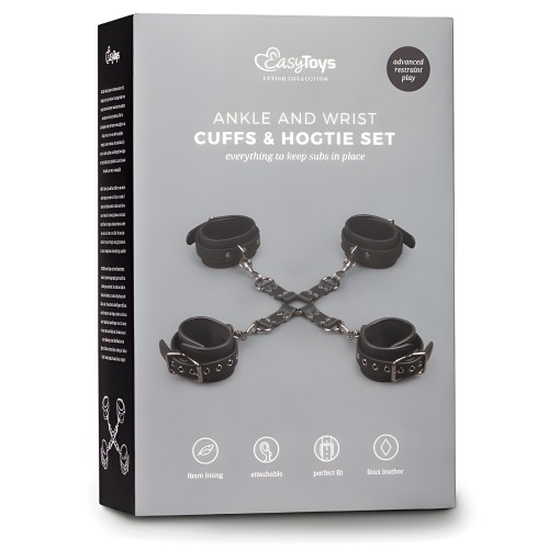 Easy Toys Hogtie con Esposas para Manos y Tobillos - Negro