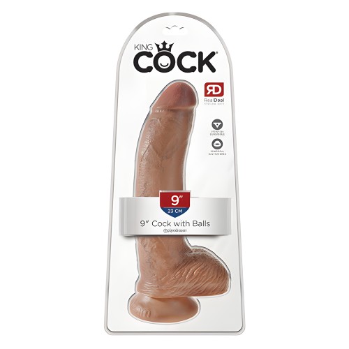 King Cock 9" Cock w/Balls Tan