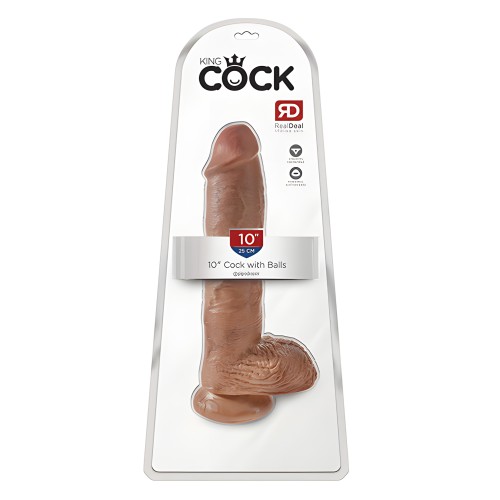 King Cock 10" Cock con Bolas - Beige | Experiencia Realista