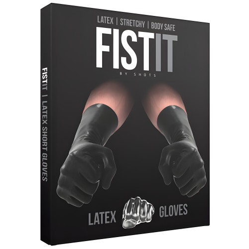 Shots Fist It Latex Short Gloves - Black