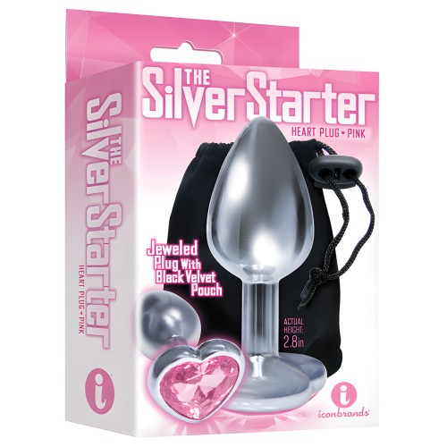 The 9's The Silver Starter Bejeweled Heart Stainless Steel Plug - Pink