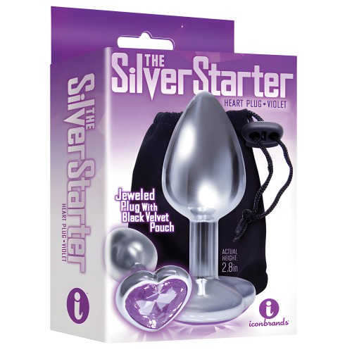 The 9's The Silver Starter Bejeweled Heart Stainless Steel Plug - Violet