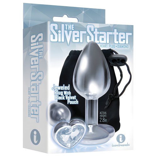The 9's The Silver Starter Bejeweled Heart Stainless Steel Plug - Diamond
