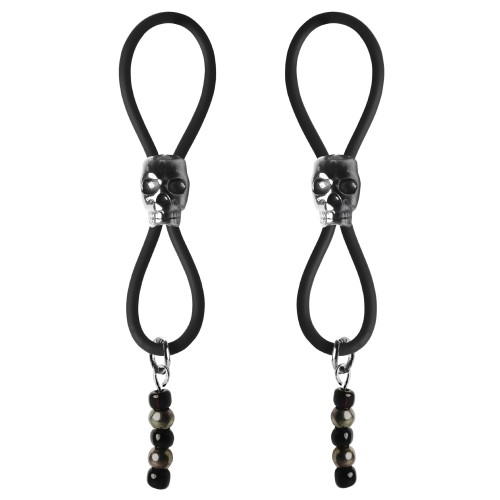 Bijoux de Nip Nipple Halos Deslizador Calavera Negra - Negro/plata