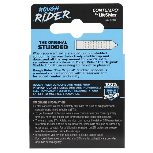 Paquete de Condones Rough Rider Studded - Pack de 3