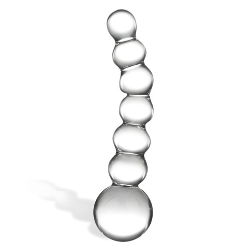 Dildo Curvado de Cristal con Perlas de 5"