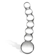 Dildo Curvado de Cristal con Perlas de 5"