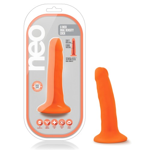 Dildo Neo Dual Density 6" - Naranja Neón