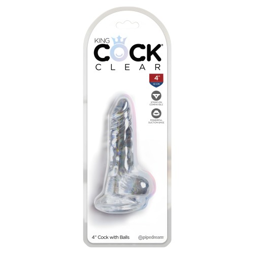 King Cock Clear 4" Cock w/Balls