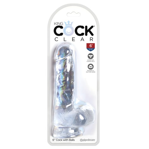 King Cock Transparente 6" con Bolas
