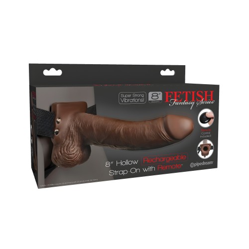 Fetish Fantasy Series Strap-On Hueco Recargable de 8" con Control Remoto - Marrón