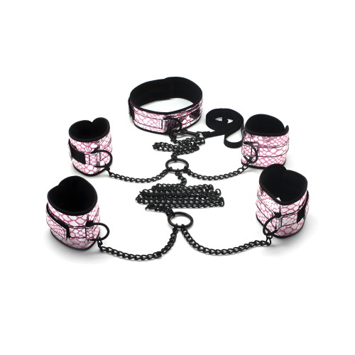 Kit de bondage de cuero sintético rosa Spartacus