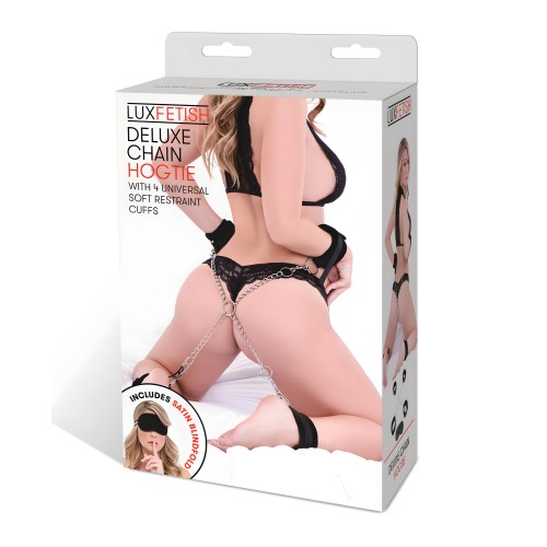 Lux Fetish Deluxe Chain Hogtie con 4 Mangas de Restricción Suaves Universales