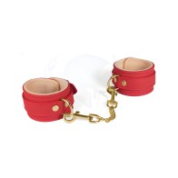 Spartacus PU Wrist Cuffs w/Plush Lining - Red