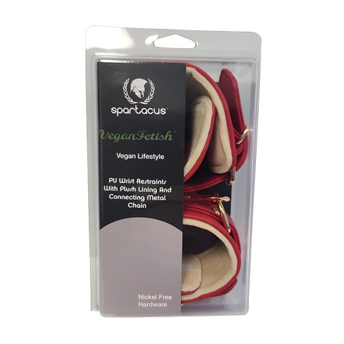 Spartacus PU Wrist Cuffs w/Plush Lining - Red