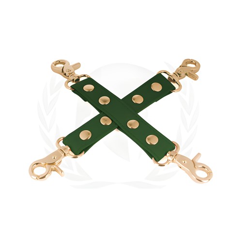 Spartacus PU Hog Tie con Accesorios Dorados - Verde