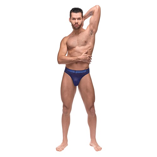 Male Power Diamond Mesh Thong Blue L/XL