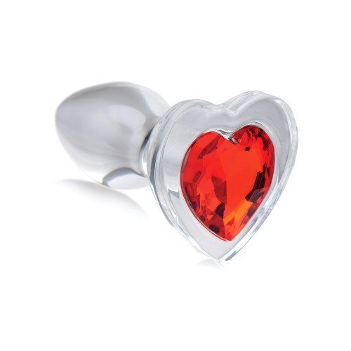 Plug Anal de Cristal Corazón Rojo - Pequeño