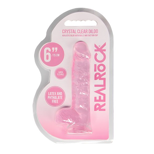 Dildo Realista Crystal Clear de 6" con Bolas - Rosa