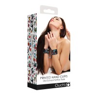 Shots Ouch Old School Tattoo Style Hand Cuffs Black