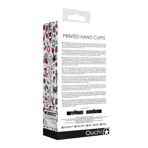 Shots Ouch Old School Tattoo Style Hand Cuffs Black