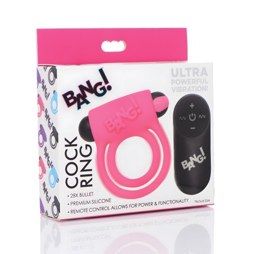 Bang! Vibrating Cock Ring & Bullet w/Remote Control - Pink