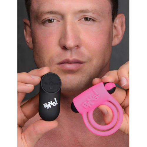 Bang! Vibrating Cock Ring & Bullet w/Remote Control - Pink