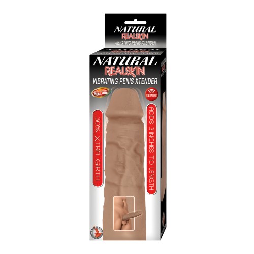 Extensor de Pene Vibrante Natural Realskin - Marrón