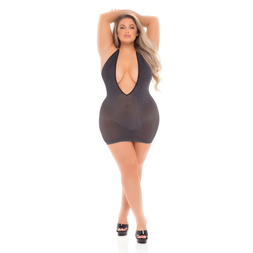 Pink Lipstick Love Bite Plunge Halter Dress